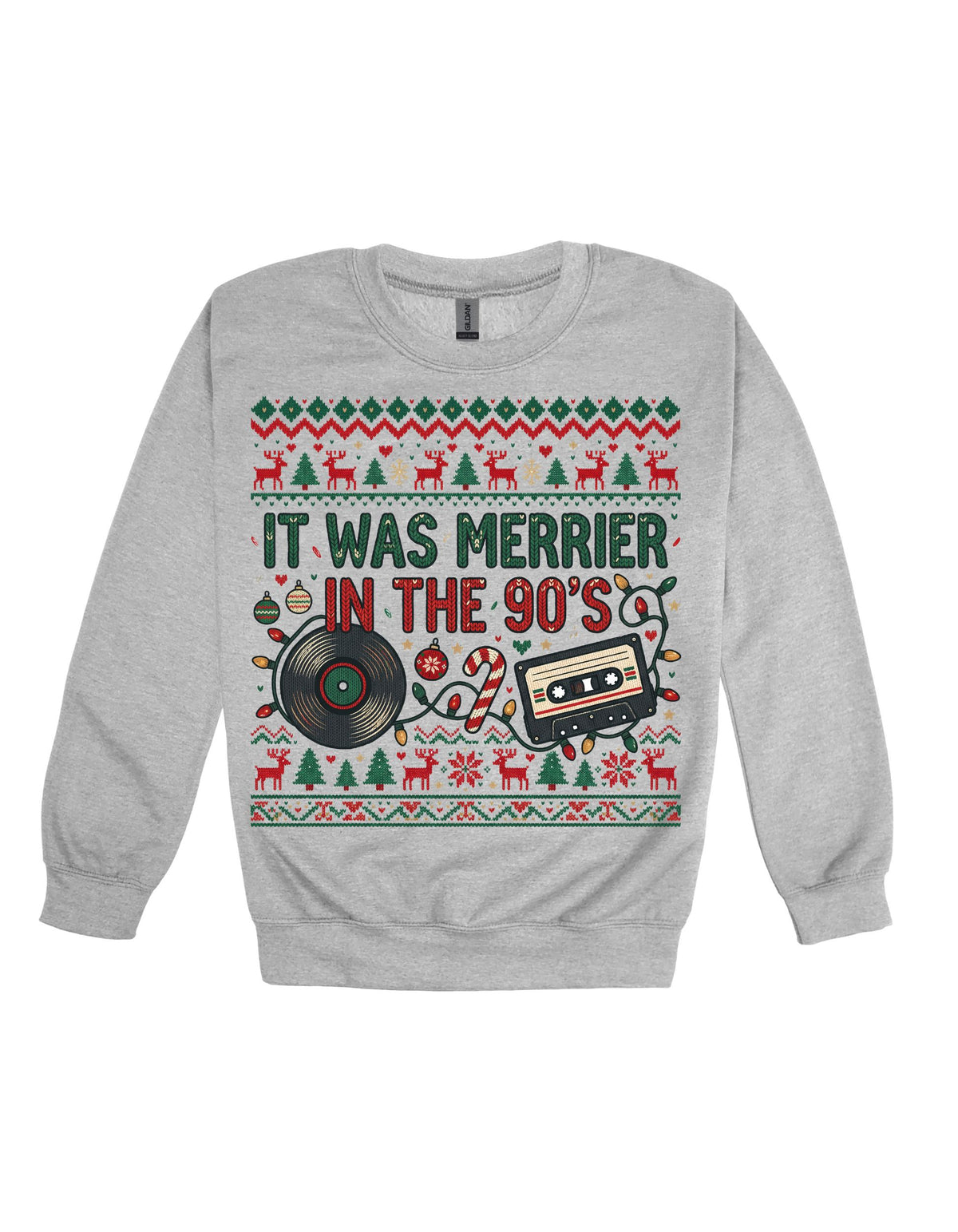 It Was Merrier in the 90s Christmas Crewneck, Retro Holiday Sweatshirt