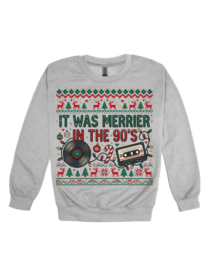 It Was Merrier in the 90s Christmas Crewneck, Retro Holiday Sweatshirt